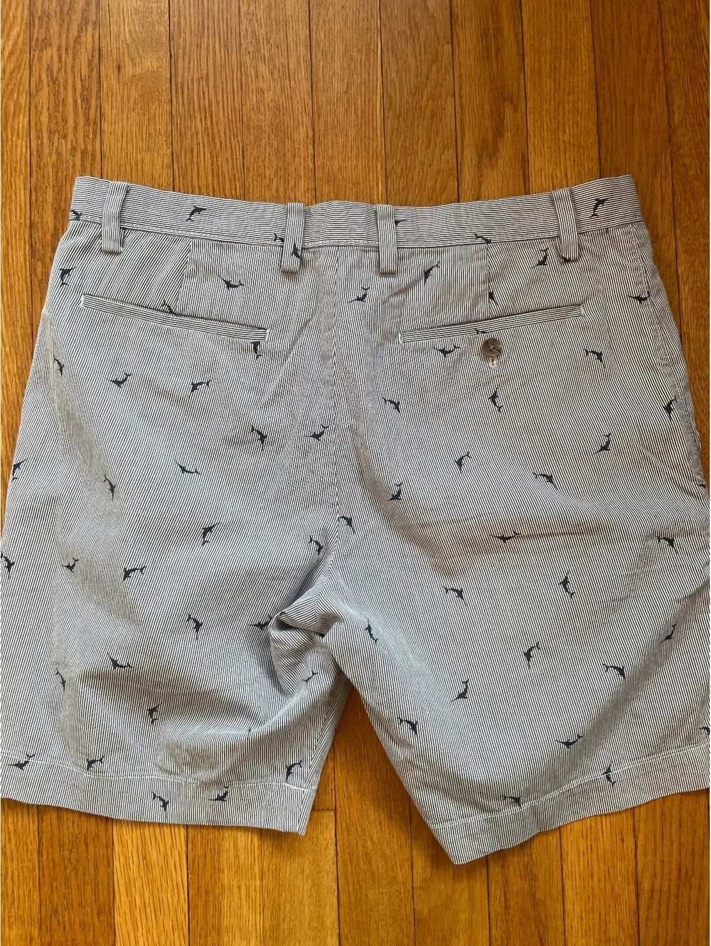 Banana Republic Men's Blue White Striped Marlin Cotton Shorts Nautical Size 33
